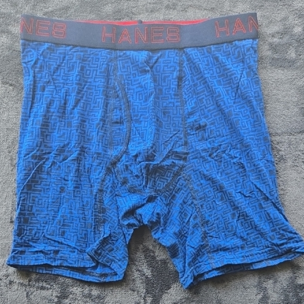 Hanes Blue Boxer Briefs Stretchy Cotton Blend